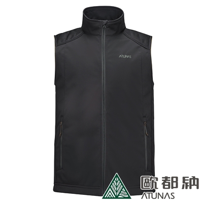 【ATUNAS 歐都納】男款SOFTSHELL刷毛防風保暖背心A1VE2205M黑/休閒登山旅遊穿搭