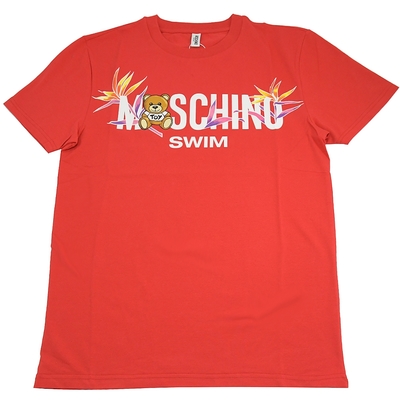 MOSCHINO SWIM 夏季小熊純色短T恤(紅)