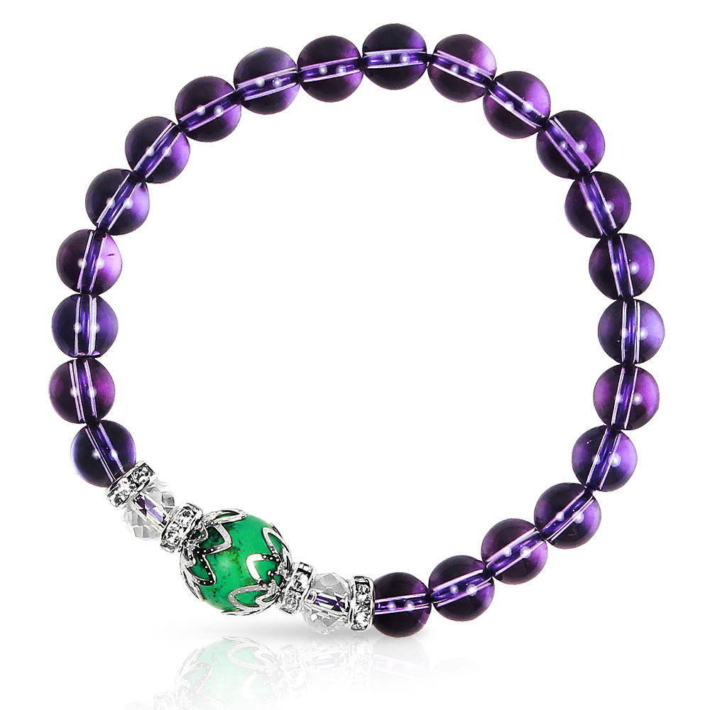 A1寶石 紫水晶手鍊/紫晶/（綠松石）能量晶鑽水晶手鍊(加贈淨化手鍊白水晶一包)