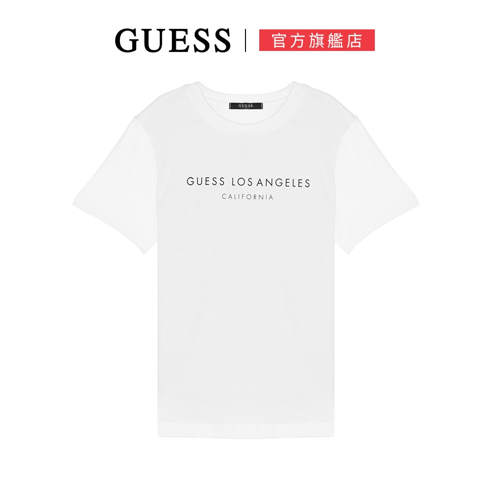 【GUESS】簡約洛杉磯字母款短T-四色可選 (白)