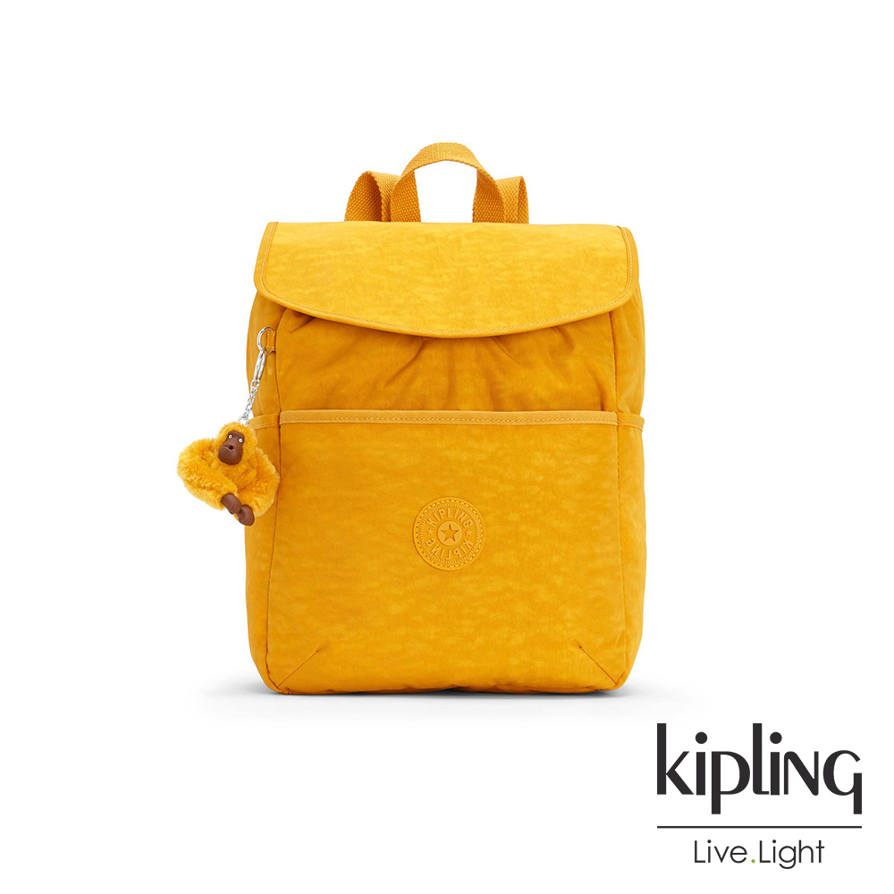 Kipling 亮眼芥末黃翻蓋後背包-TALMA