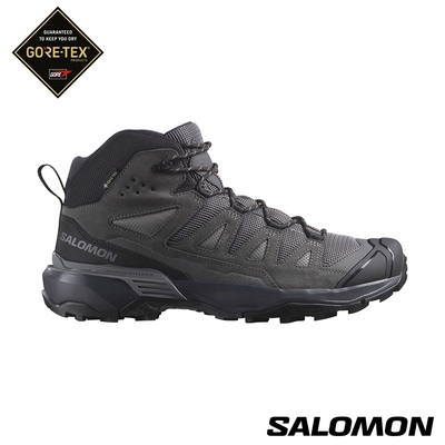 官方直營 Salomon 男 X ULTRA 360 LTR Goretex 中筒登山鞋 灰/灰/棕