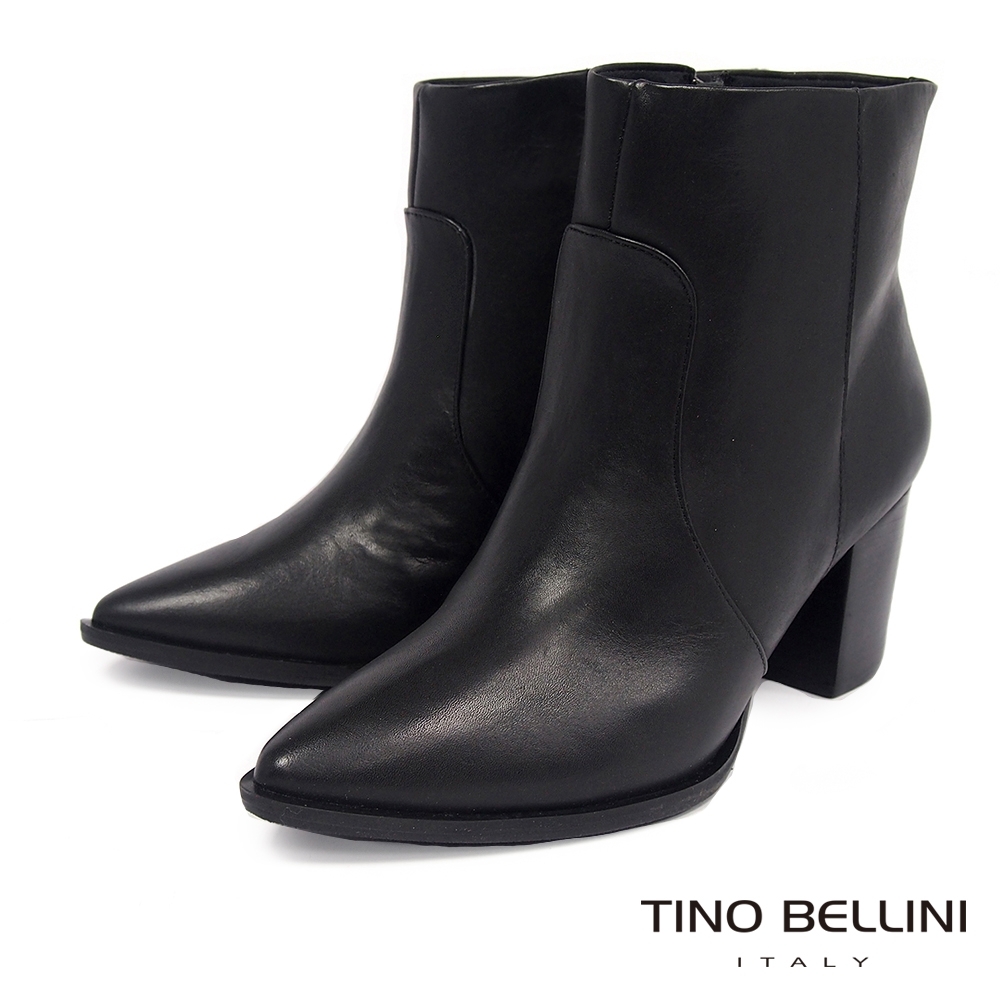 Tino Bellini巴西進口俐落線條高跟短靴_黑