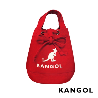 KANGOL 韓版玩色系列-帆布斜背水桶包-棗紅AKG1214