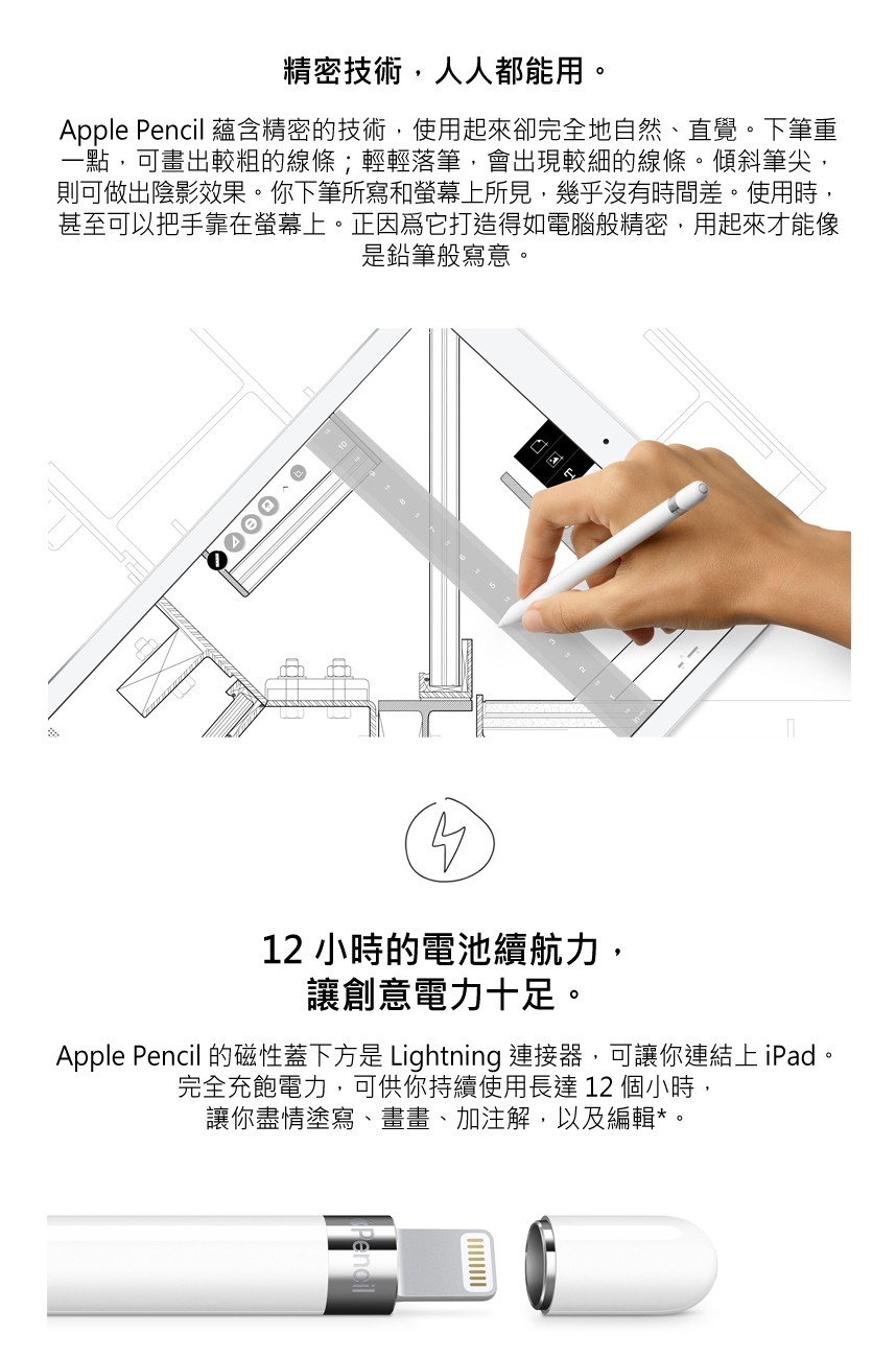 Apple 蘋果】原廠Apple Pencil (第一代) 觸控筆for iPad Pro | 觸控筆 