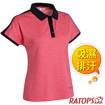 瑞多仕-RATOPS 女 COOLMAX 休閒POLO衫_DB8912 鮮桃紅/黑