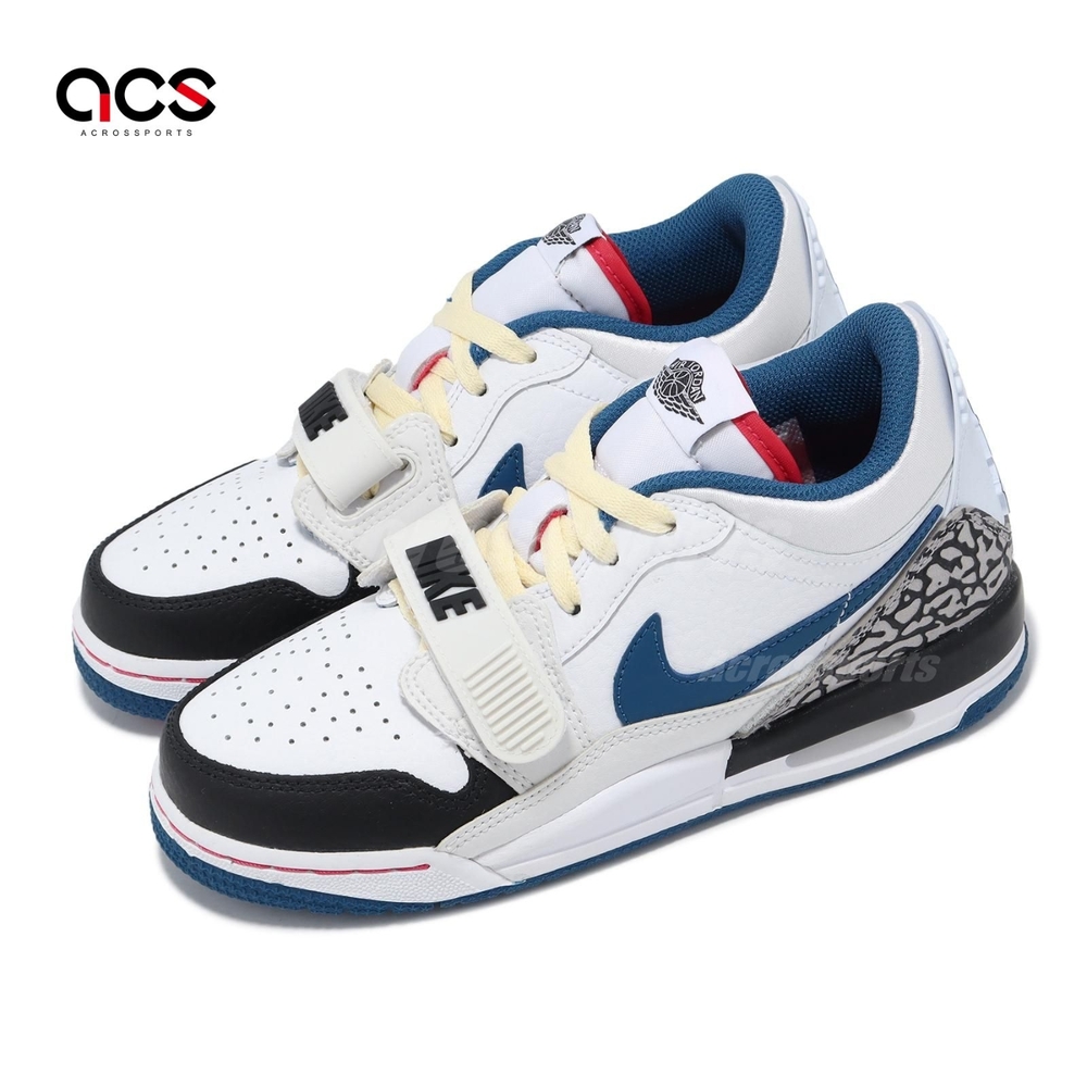 Nike 休閒鞋 Air Jordan Legacy 312 Low GS 大童鞋 女鞋 白 藍 黑 爆裂紋 FV8117-141