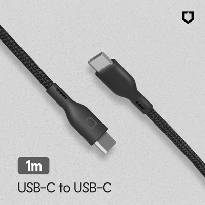 犀牛盾 USB-C to USB-C 黑色編織傳輸線/充電線( (1m/2m)