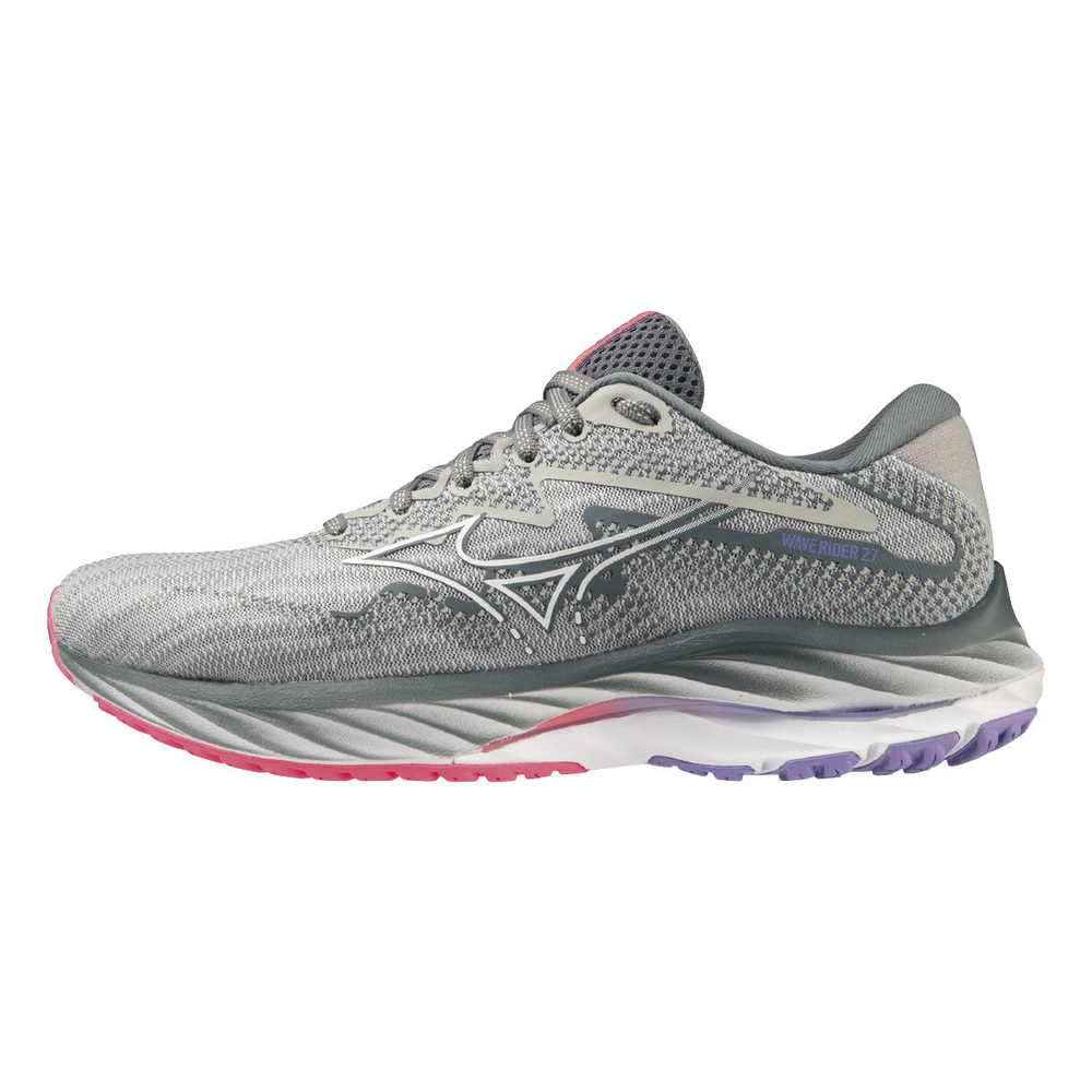 Mizuno Wave Rider 27 SW [J1GD230621] 女 慢跑鞋 運動 路跑 超寬楦 緩震 灰紫粉