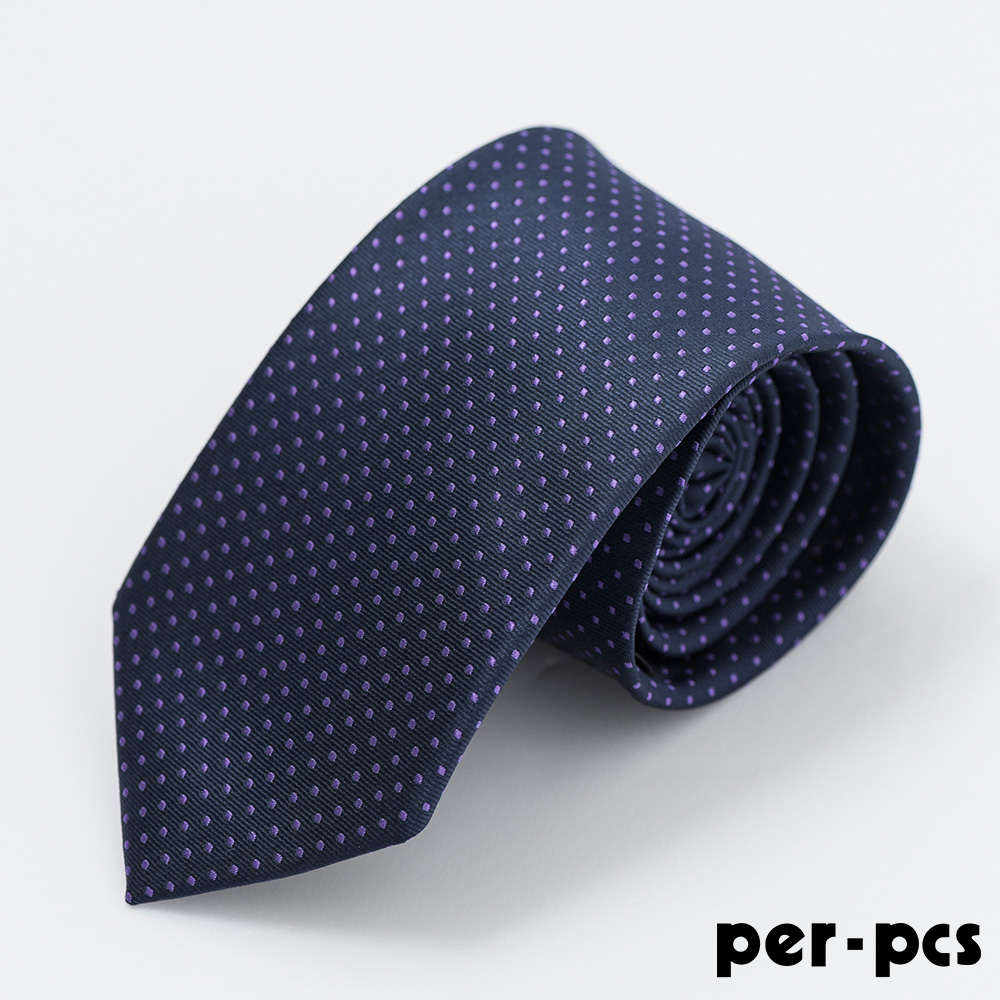 【PERPCS】時尚紳士雅痞領帶_藍底紫點(619-0026-1)