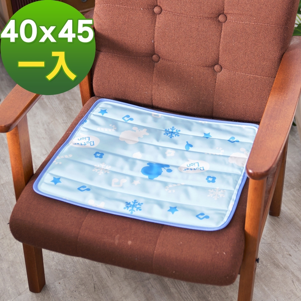 奶油獅 雪花樂園-長效型降6度涼感冰砂冰涼墊/辦公坐墊/椅墊40x45cm -藍色