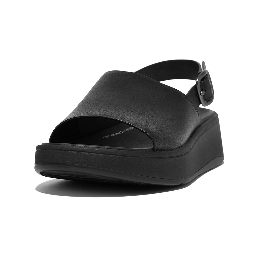 FitFlop】F-MODE LEATHER FLATFORM BACK-STRAP SANDALS厚底一片式後帶