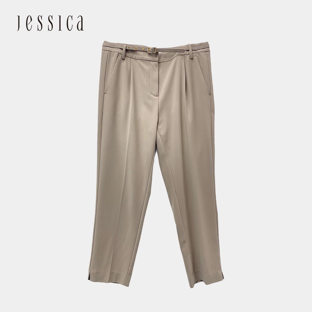 JESSICA - 舒適優雅百搭修身窄腳長褲214124（卡其）