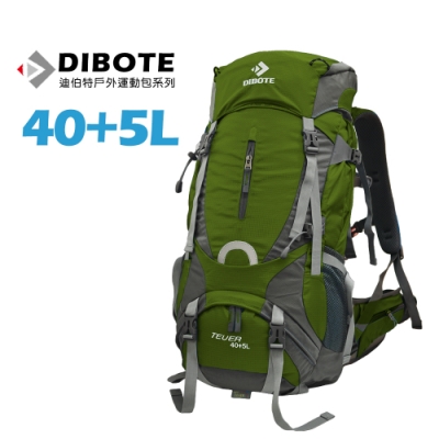 迪伯特DIBOTE 極輕骨架。人體工學40+5L登山背包/登山包 (綠)