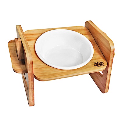 JohoE嚴選 職人木匠可調式斜面寵物餐桌附瓷碗-單碗