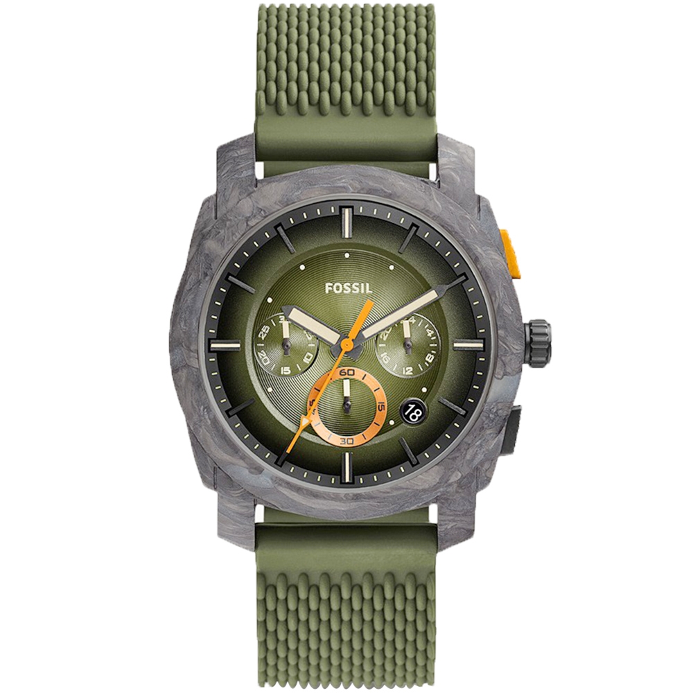 FOSSIL 碳纖維 運動風紳士計時手錶-綠x黑/42mm FS5872