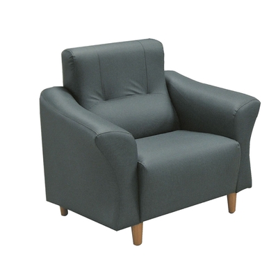 【文創集】華頓 時尚灰透氣皮革單人座沙發椅-98x89x95cm免組