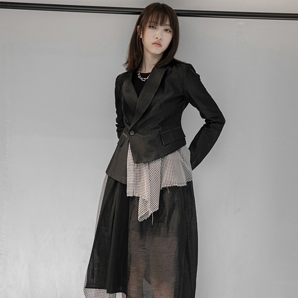 設計所在Style-新暗黑YS韓版顯瘦麻料修身小西裝便裝