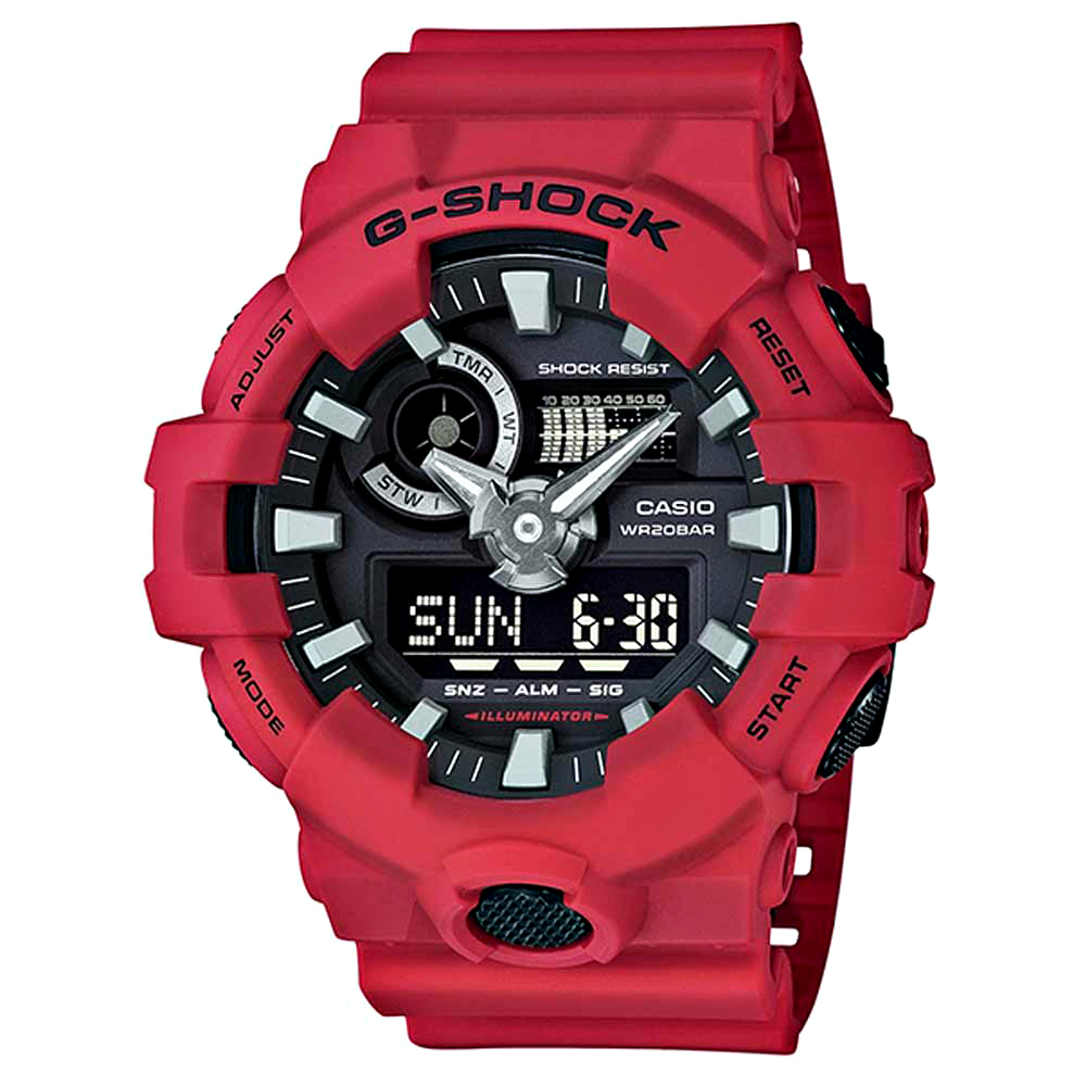 G-SHOCK 卡西歐突破創新 雙顯運動錶(GA-700-4A)-紅/53.4mm