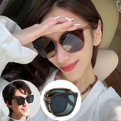 seoul show首爾秀 折疊彈簧腿方圓框男女太陽眼鏡UV400墨鏡 G07