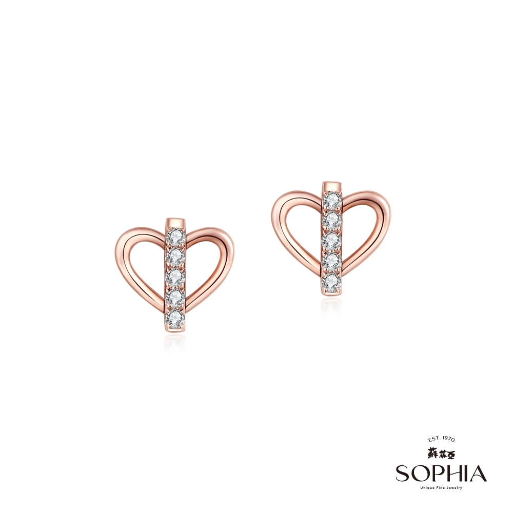 SOPHIA 蘇菲亞珠寶 - 一心一意 14K玫瑰金 鑽石耳環