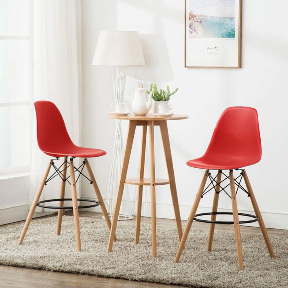 E-home EMSH北歐經典造型吧檯椅 紅色