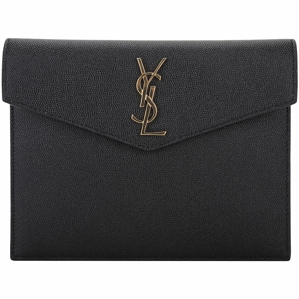 YSL Saint Laurent Uptown 魚子醬牛皮手信封包(黑色)