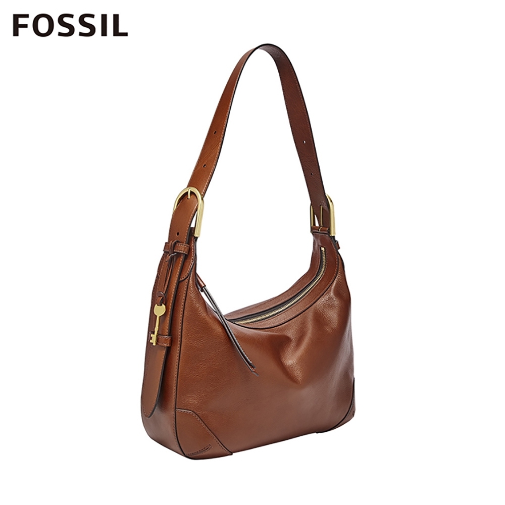 FOSSIL 雙11★HANNAH 金屬扣環可調長度肩揹包-棕色 ZB7888200