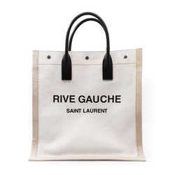 【YSL 聖羅蘭】SAINT LAURENT RIVE GAUCHE N/S 亞麻托特包 /白