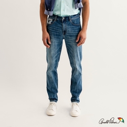 Arnold Palmer -男裝-小口袋刺繡水洗牛仔褲-藍色
