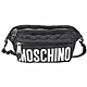 MOSCHINO LOGO 銀色字母菱格衍縫尼龍胸口包/肩背包(黑色) product thumbnail 1