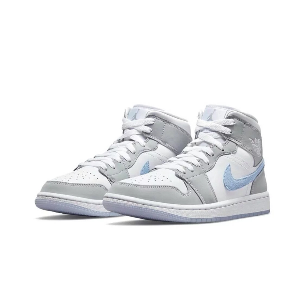 Nike Air Jordan 1 Mid Wolf Grey 煙灰 冰藍 女款男段 休閒鞋 男女鞋 BQ6472-105