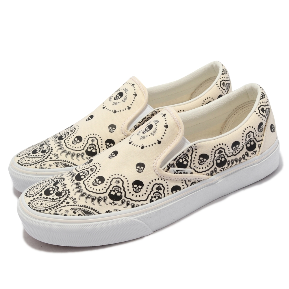 Vans 休閒鞋 Classic Slip-On 男女鞋 骷髏頭 懶人鞋 好穿脫 街頭穿搭 情侶鞋 米 黑 VN0A33TB42S