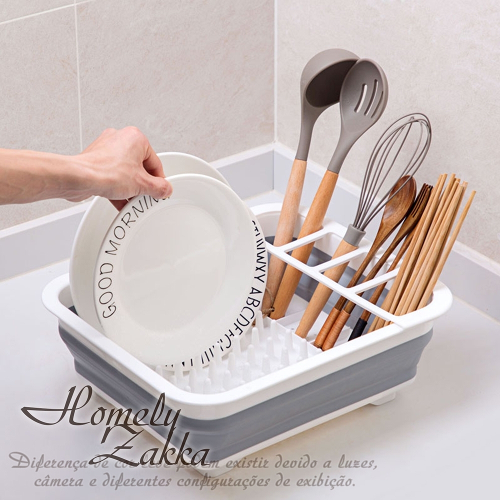 Homely Zakka 多功能可折疊瀝水碗架/餐具收納籃/碗碟置物架