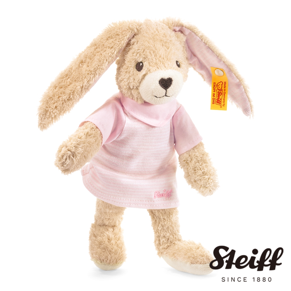STEIFF德國金耳釦泰迪熊 Hoppel Rabbit 有機棉兔 嬰幼兒安撫玩偶