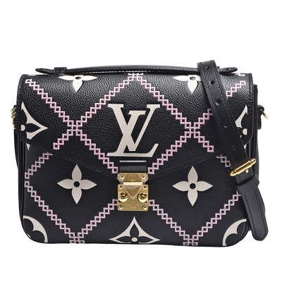 LV M46028 POCHETTE METIS系列經典Empreinte皮革手提/斜背郵差包(黑色)