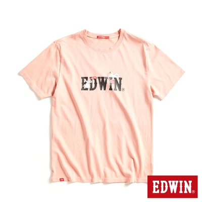 EDWIN 網路獨家 聊天插畫LOGO短袖T恤-中性-淡桔色