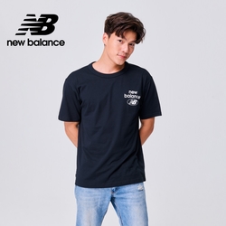 [New Balance]簡約LOGO棉質短袖上衣_男性_黑色_AMT31518BK