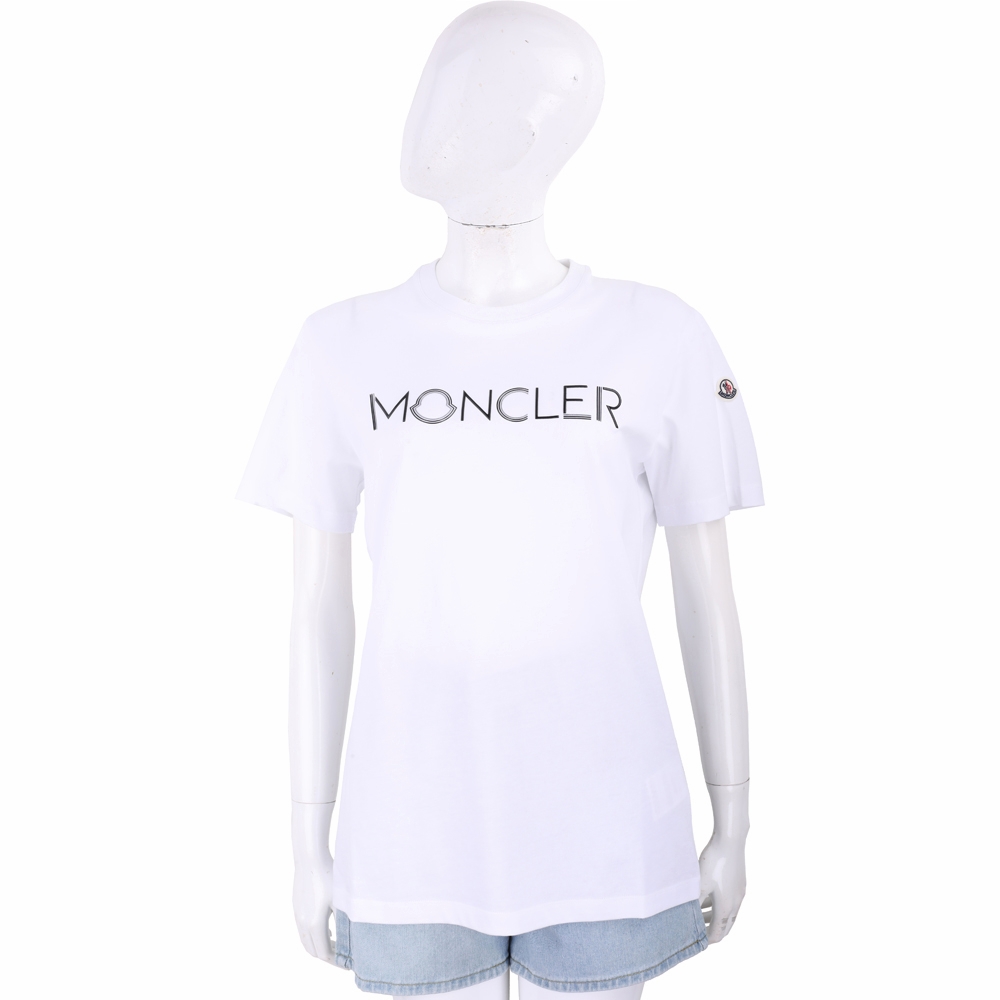 MONCLER 矽膠字母純棉白色短袖TEE T恤| 精品服飾/鞋子| Yahoo奇摩購物中心