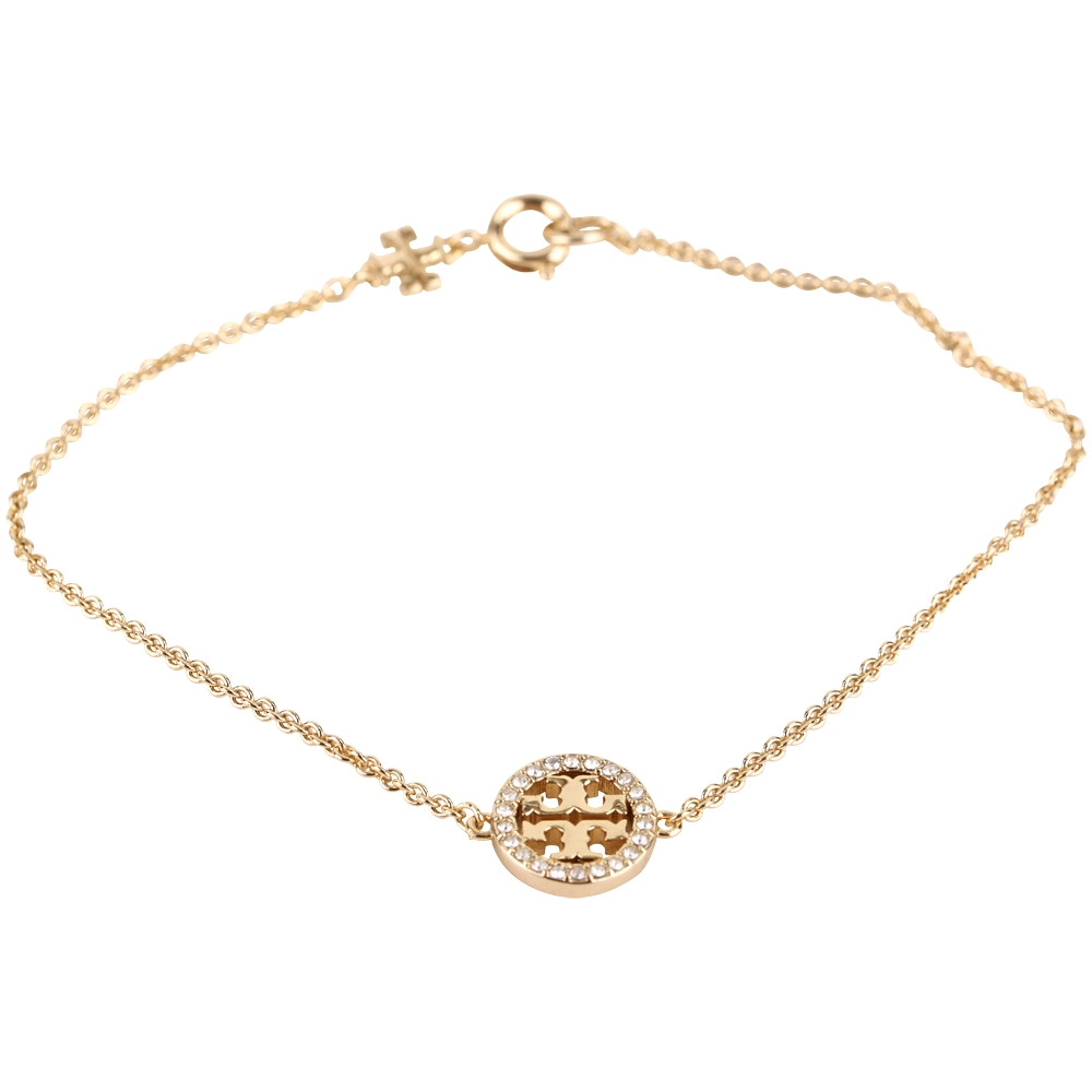 TORY BURCH Miller Pave 雙T鑲鑽標誌金色手鍊