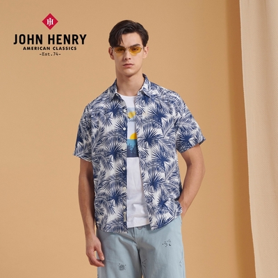 JOHN HENRY 棕櫚葉印花短袖襯衫-三色選
