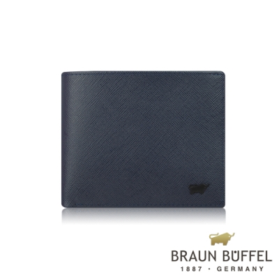 【BRAUN BUFFEL 德國小金牛】台灣總代理 洛菲諾P-II 4卡零錢袋皮夾-藍色/BF347-315-NY