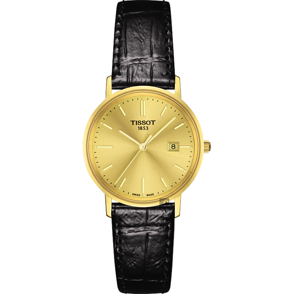 TISSOT 天梭 官方授權 18K金 Goldrun 石英錶-金x黑/29mm T9222101602100