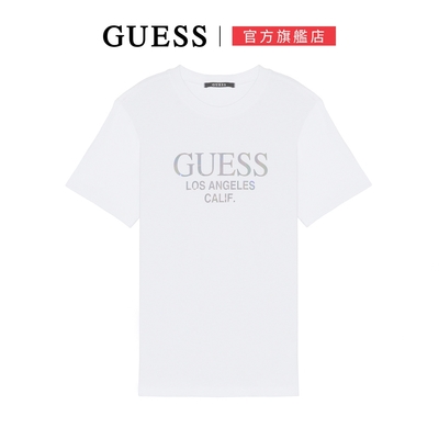 【GUESS】個性雷射感字母LOGO短T-兩色可選