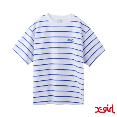 X-girl STRIPED PIQUE S/S TOP短袖條紋T恤-白/藍