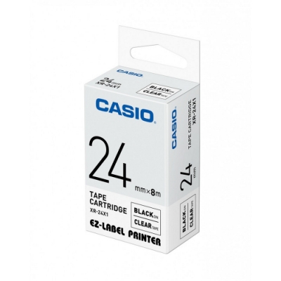 casio 標籤機專用色帶-24mm【共有5色】透明底黑字(xr-24x1)