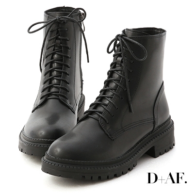 D+AF 型人風格．厚底綁帶馬汀短靴＊黑