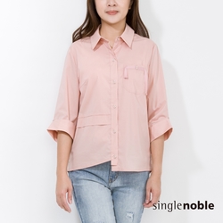 獨身貴族 率性不規則設計粉色五分袖造型襯衫(1色)