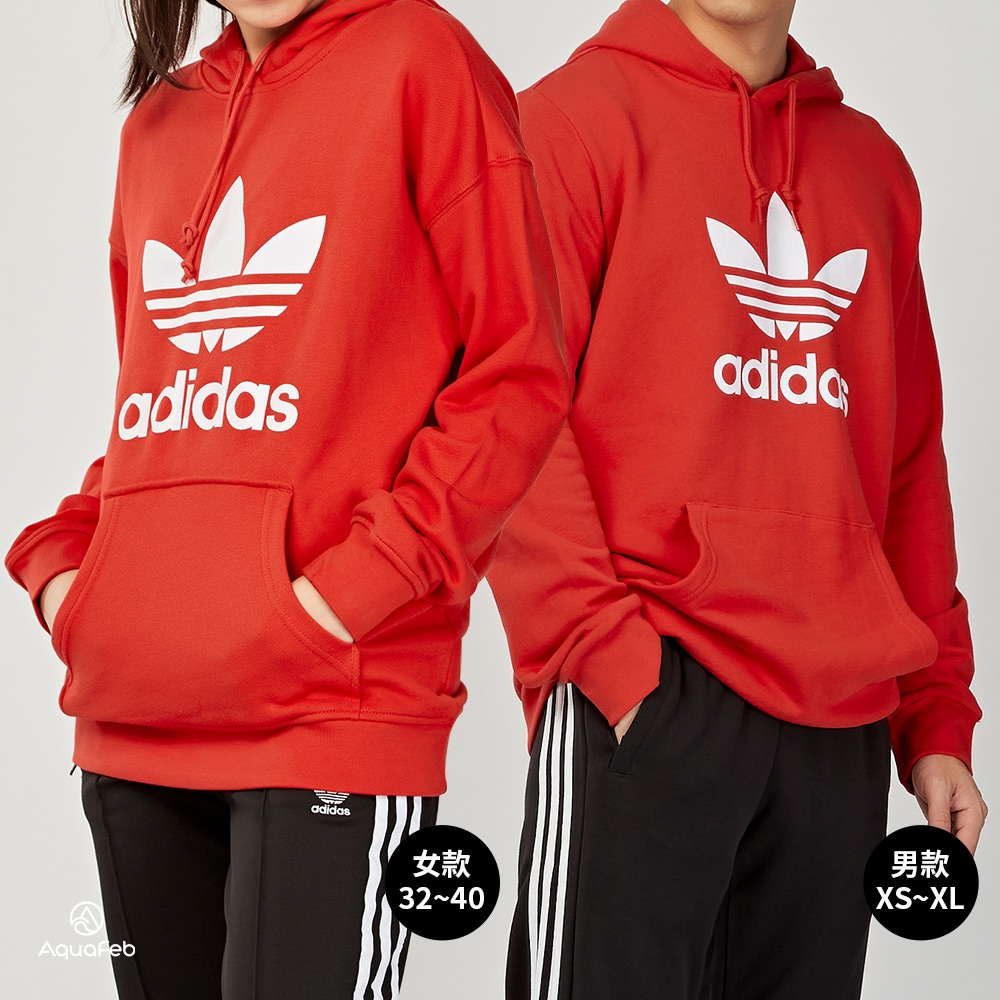 Adidas Trefoil Hoodie 男款女款紅色三葉草帽T 連帽上衣FM3783