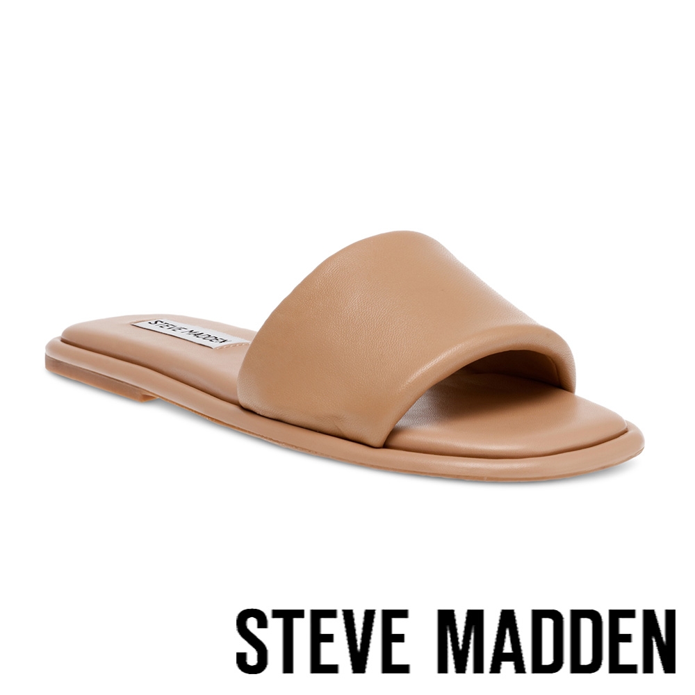 STEVE MADDEN-CYMONE 素面簡約寬帶拖鞋-米杏色